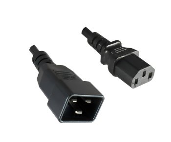 Cable de alimentación C13 a C20, 1 mm², prolongación, VDE, negro, longitud 0,50 m